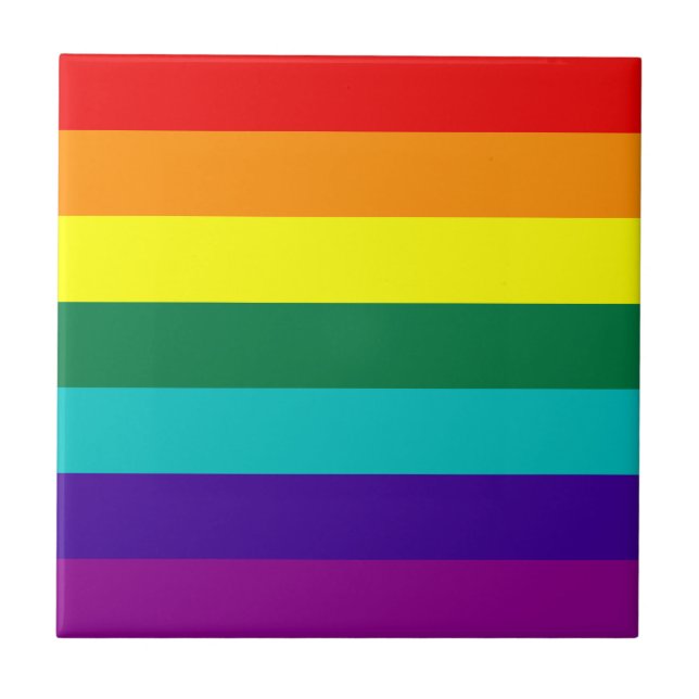 7 Stripes Rainbow Gay Pride Flag Tile (Front)