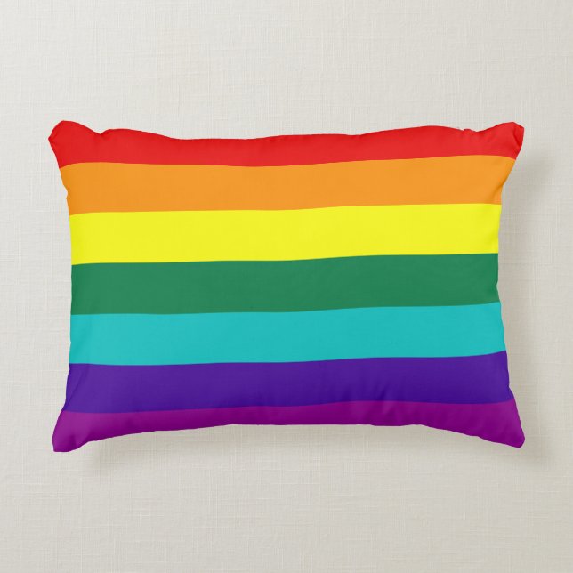 7 Stripes Rainbow Pride Flag Decorative Cushion (Front)