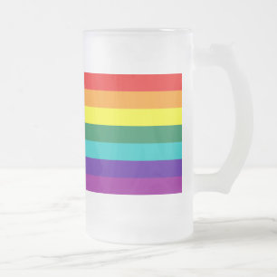 7 Stripes Rainbow Pride Flag Frosted Glass Beer Mug