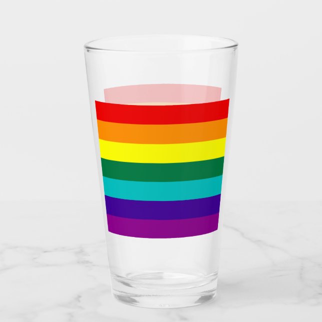 7 Stripes Rainbow Pride Flag Glass (Front)