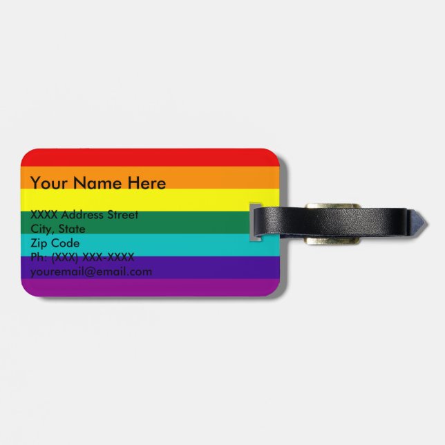 7 Stripes Rainbow Pride Flag Luggage Tag (Back Horizontal)