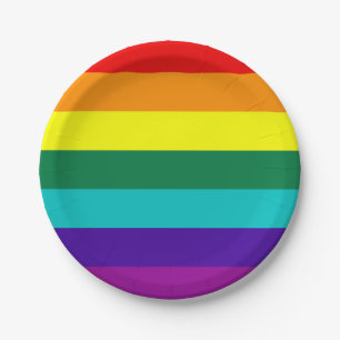 7 Stripes Rainbow Pride Flag Paper Plate