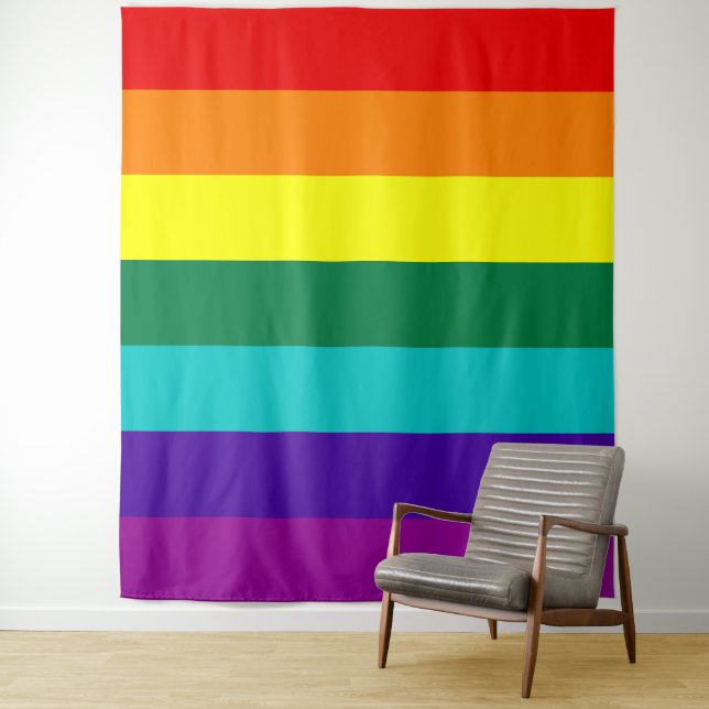 7 Stripes Rainbow Pride Flag Tapestry (In Situ)