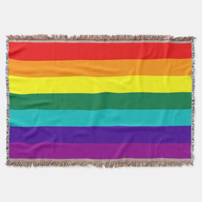 7 Stripes Rainbow Pride Flag Throw Blanket (Front)