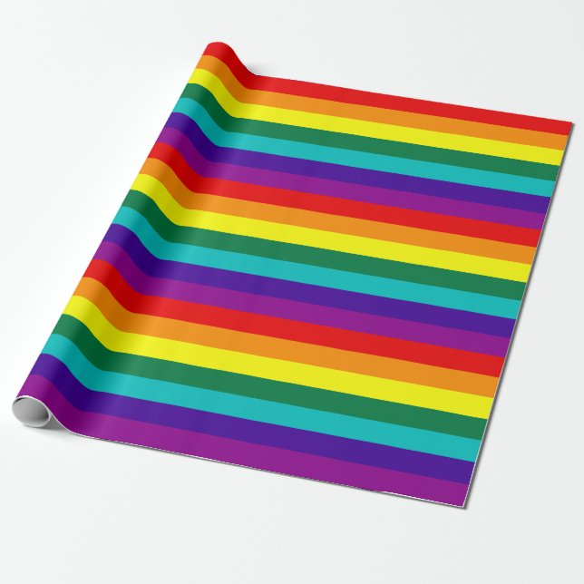 7 Stripes Rainbow Pride Flag Wrapping Paper (Unrolled)
