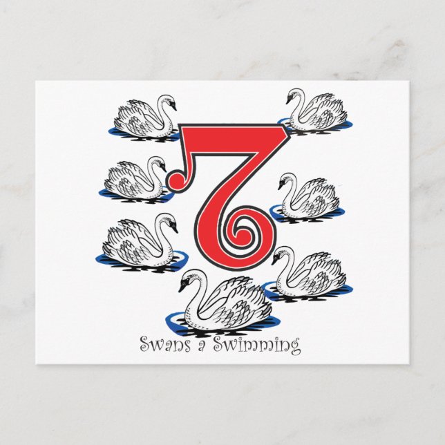 7 Swans Swimming Postcard (Front)