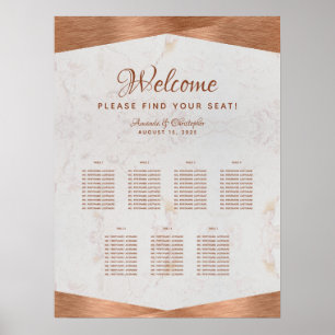 7 Table Copper Seating Chart Wedding Marble Metal