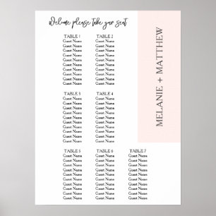 7 Table   Elegant Modern Wedding Seating Chart 