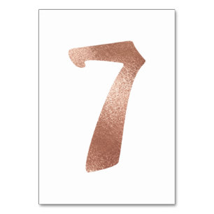 7 Table  Number White Metallic Pink Rose Gold Table Number