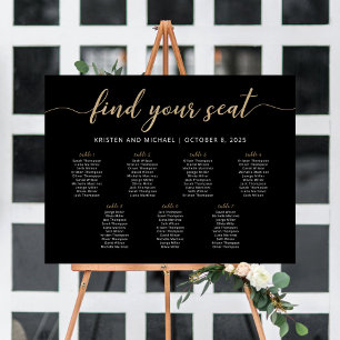 7 Tables Find Your Seat Black Seating Chart