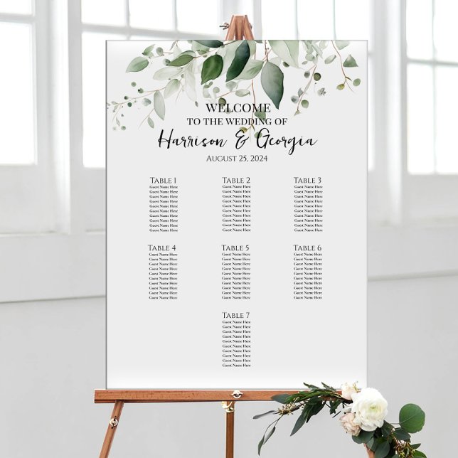 7 tables greenery elegant wedding seating chart (Creator Uploaded)