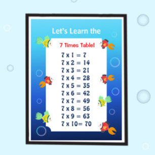 7 Times Table Poster for Kids Ocean Math
