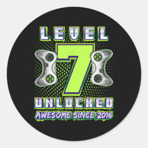 7 Unlocked Awesome 2016 Video Game 7th Birthday Bo Classic Round Sticker