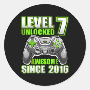 7 Unlocked Awesome 2016 Video Game 7th Birthday Bo Classic Round Sticker