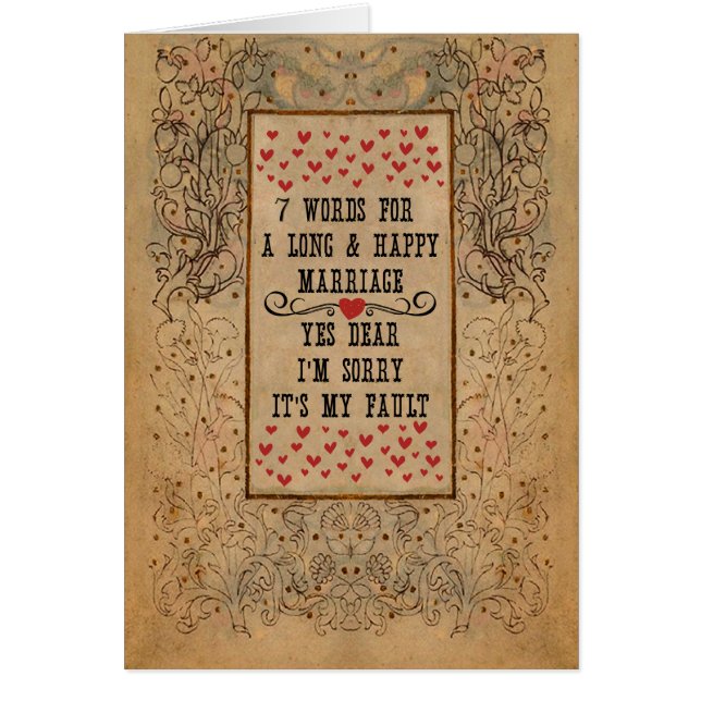 7 Words For A Long and Happy Marriage (Front)
