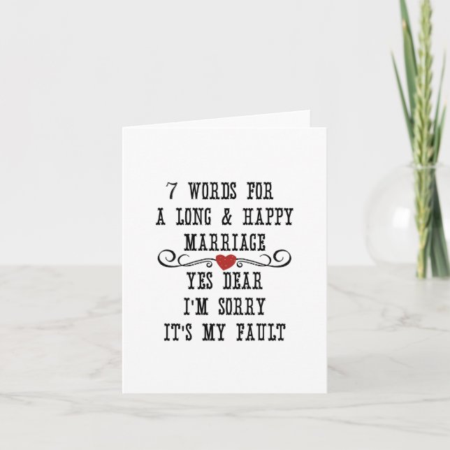 7 Words For A Long and Happy Marriage Card (Front)