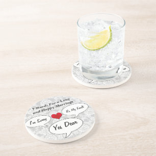 7 Words For A Long And Happy Marriage Coasters
