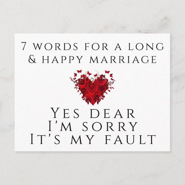 7 Words To A Long Marriage Postcard (Front)