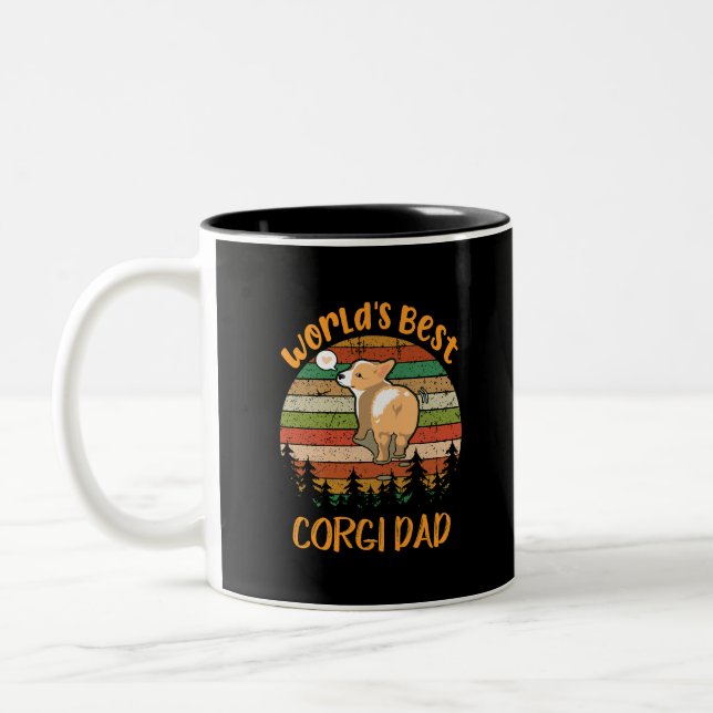 7 World's Best Corgi Dad Two-Tone Coffee Mug (Left)
