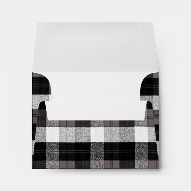 7¼Wx5¼h Envelope Xmas Baffalo Plaid Black White (Back (Bottom))