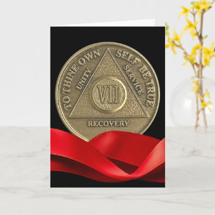7 Year Happy Anniversary AA Coin Red Ribbon Card