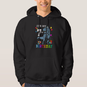 7 Year Old  7th Birthday Boy Dino Rex Dinosaur Hoodie