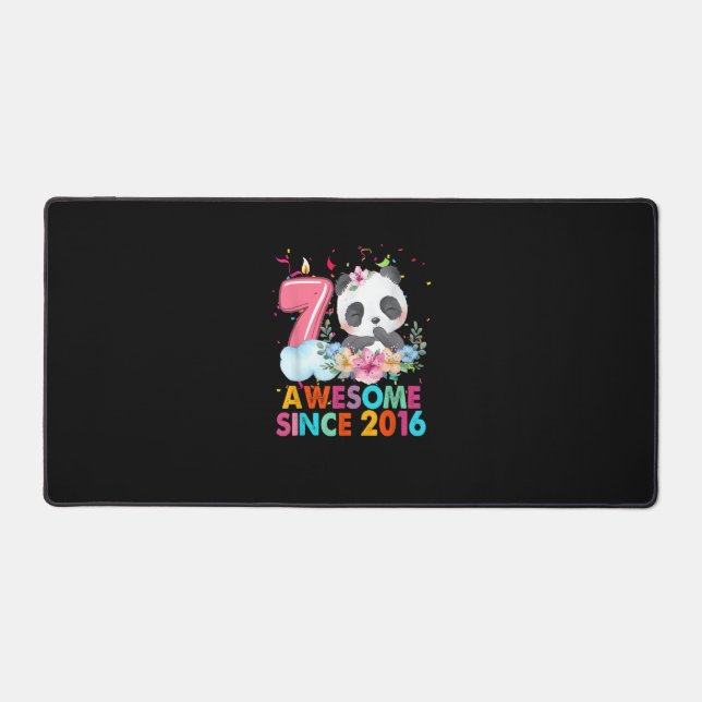 7 Year Old Awesome since 2016 Panda 7th Birthday B Desk Mat (Front)
