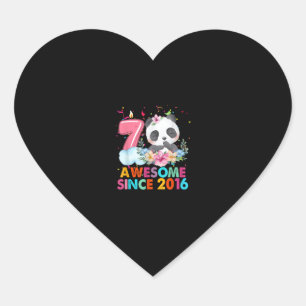 7 Year Old Awesome since 2016 Panda 7th Birthday B Heart Sticker