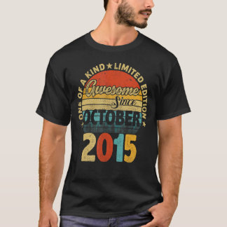 7 Year Old Awesome Since October 2015 7th Birthda T-Shirt