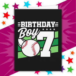 7 Year Old Baseball Party Theme 7th Birthday Boy Card