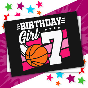 7 Year Old Basketball Party 7th Birthday Girl Postcard