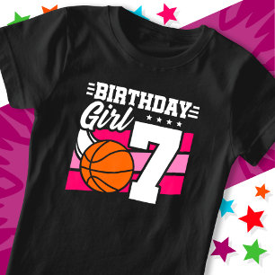 7 Year Old Basketball Party 7th Birthday Girl T-Shirt