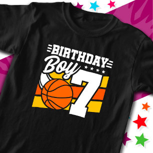 7 Year Old Basketball Party Theme 7th Birthday Boy T-Shirt