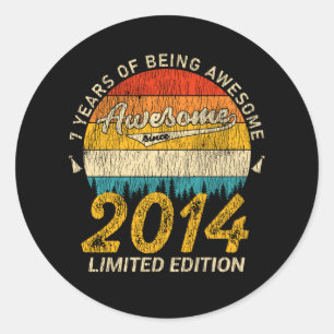 7 Year Old Bday Retro Awesome 7th Birthday Gift Classic Round Sticker