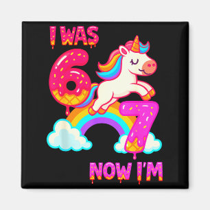 7 Year Old Birthday 67 Was 6 Now I'm 7 Dabbing Uni Magnet