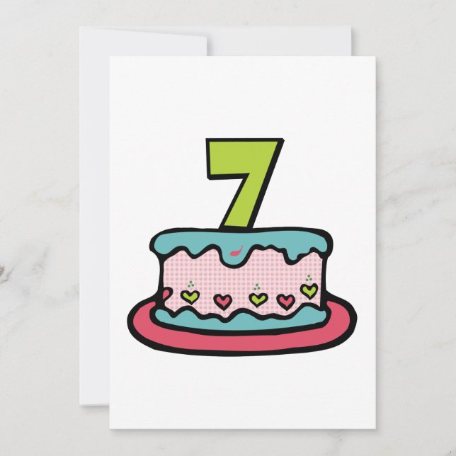7 Year Old Birthday Cake Card (Front)