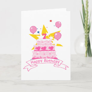 7 Year Old Birthday Cake Card