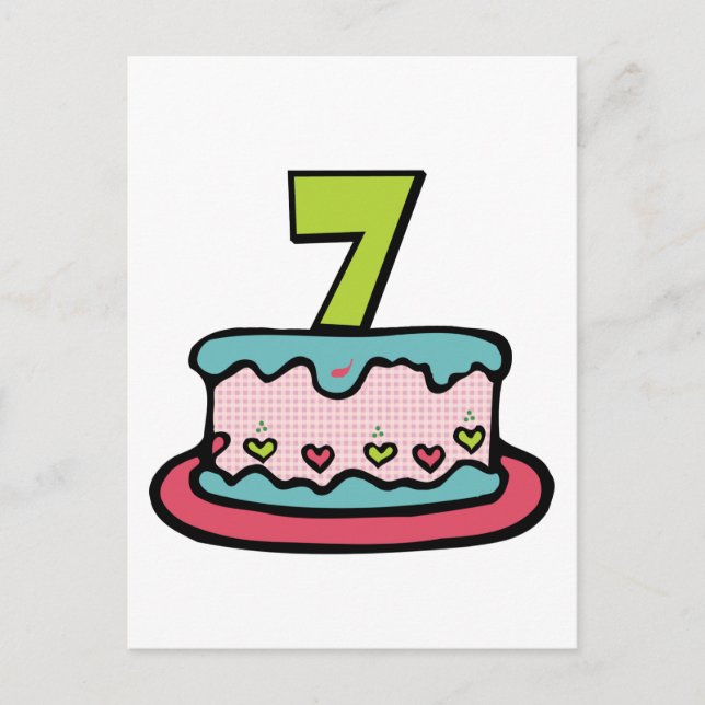 7 Year Old Birthday Cake Postcard (Front)