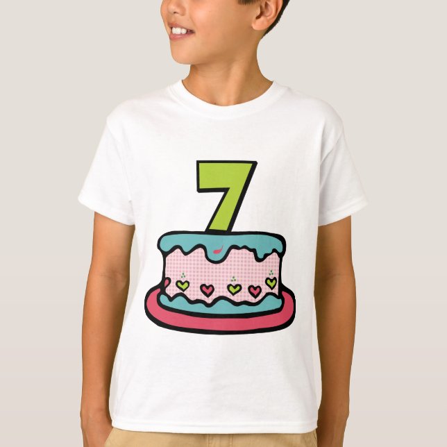 7 Year Old Birthday Cake T-Shirt (Front)
