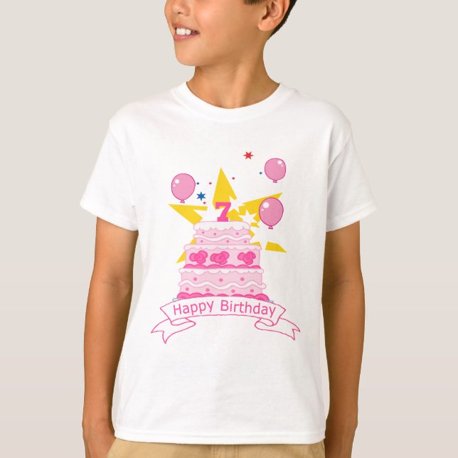 7 Year Old Birthday Cake T-Shirt (Front)
