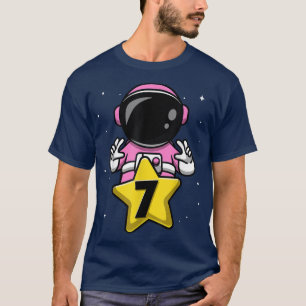 7 Year Old Birthday Girl Astronaut 7th Bday Party T-Shirt