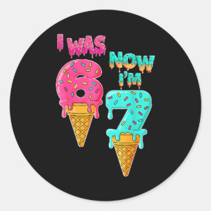 7 Year Old Birthday I Was 6 Now I'm 7 67 Funny For Classic Round Sticker