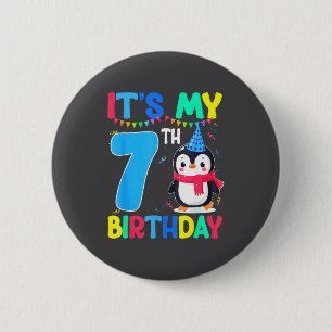 7 Year Old Birthday Penguin Themed It's My 7th Bir 6 Cm Round Badge