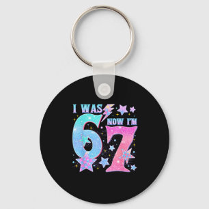 7 Year Old Birthday Shirt Was 6 Now I'm 7 67 Funny Key Ring