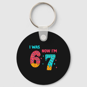 7 Year Old Birthday Shirt Was 6 Now I'm 7 67 Funny Key Ring