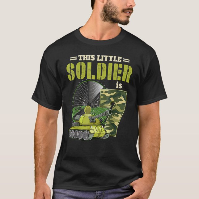 7 Year Old Birthday Soldier Boys Military Themed C T-Shirt (Front)