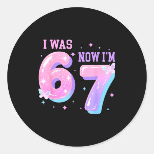 7 year old birthday was 6 7 67 groovy 7th birthday classic round sticker