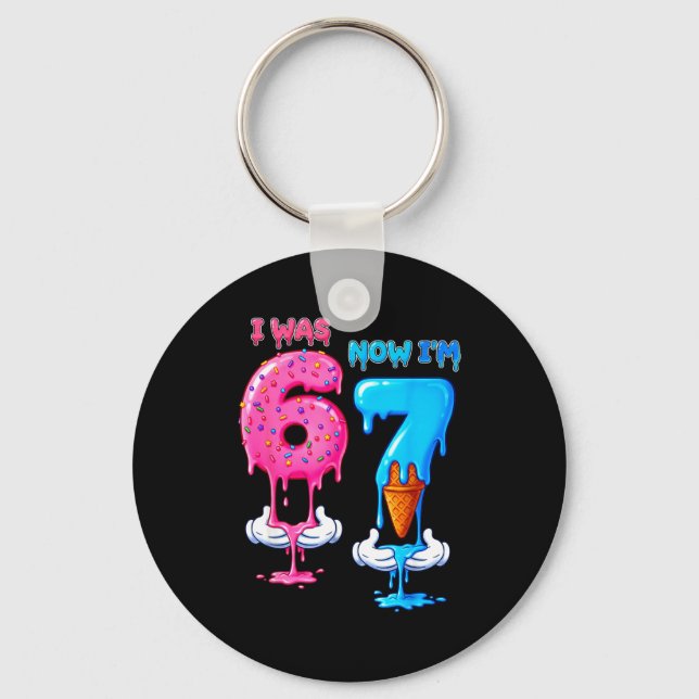 7 Year Old Birthday Was 6 Now I'm 7 Funny 7th Bday Key Ring (Front)