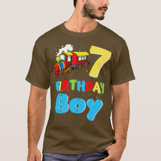 7 Year Old Boy Trains Lover Birthday Gift T-Shirt