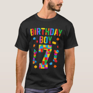 7 Year Old Building Blocks 7th Birthday Boy Bricks T-Shirt